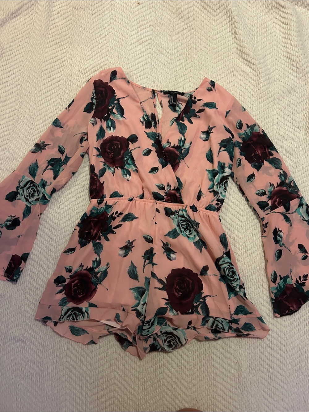 Pink Floral Long-Sleeve Romper